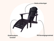 Load image into Gallery viewer, MaximaVida plastic Adirondack garden chair with footrest Montreal black – luxurious design