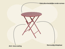 Afbeelding in Gallery-weergave laden, MaximaVida inklapbare metalen ronde tuintafel Max 70 cm terracotta
