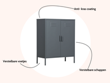 Load image into Gallery viewer, MaximaVida metal locker cabinet Finn 80 x 40 x 102 cm mouse grey - 2 shelves