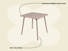Afbeelding in Gallery-weergave laden, MaximaVida metalen vierkante tuintafel Max 80 x 80 cm taupe