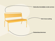 Afbeelding in Gallery-weergave laden, MaximaVida metalen tuinbank Max 120 cm okergeel