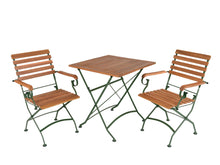 Load image into Gallery viewer, MaximaVida foldable square acacia bistro set Toscana 70 cm olive green - chairs with armrest