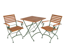Lade das Bild in den Galerie-Viewer, MaximaVida klappbares quadratisches Akazien-Bistro-Set Toscana 70 cm Olivgrün - Stühle mit Armlehnen