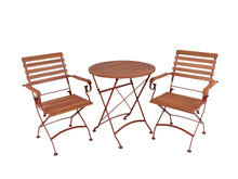 Lade das Bild in den Galerie-Viewer, MaximaVida klappbares rundes Akazienholz-Bistroset Toscana 70 cm rostbraun Stühle mit Armlehne