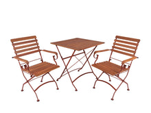 Load image into Gallery viewer, MaximaVida foldable square acacia bistro set Toscana 70 cm rust brown - chairs with armrest