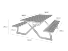 Afbeelding in Gallery-weergave laden, MaximaVida luxe aluminium picknicktafel Dex 200 cm olijfgroen met exclusieve omlijsting