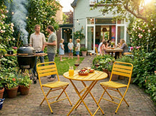 Lade das Bild in den Galerie-Viewer, MaximaVida klappbares rundes Bistroset Max ockergelb 70 cm- extra schwere Ausführung