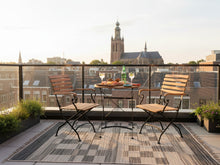 Load image into Gallery viewer, MaximaVida foldable round acacia bistro set Toscana 70 cm black - chairs with armrests
