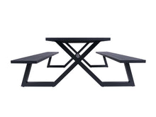 Afbeelding in Gallery-weergave laden, MaximaVida luxe aluminium picknicktafel Dex 200 cm zwart met exclusieve omlijsting