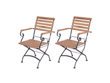 Load image into Gallery viewer, MaximaVida foldable square acacia bistro set Toscana 70 cm black - chairs with armrests