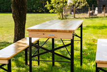 Load image into Gallery viewer, MaximaVida foldable picnic table Berlin 120 cm 3 layers clear varnish - FSC certified