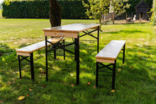 Load image into Gallery viewer, MaximaVida foldable picnic table Berlin 120 cm 3 layers clear varnish - FSC certified