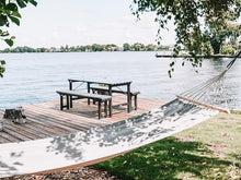 Load image into Gallery viewer, MaximaVida foldable picnic set Riga 200 cm black wash – FSC spruce wood