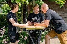 Load image into Gallery viewer, MaximaVida foldable round bar table Berlin Ø 80 cm 3 layer clear varnish- FSC wood