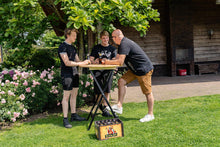 Load image into Gallery viewer, MaximaVida foldable round bar table Berlin Ø 80 cm 3 layer clear varnish- FSC wood