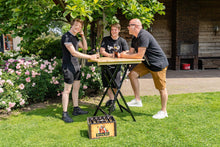 Load image into Gallery viewer, MaximaVida foldable square bar table Berlin 80 cm 3- layer clear varnish- FSC wood