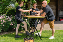 Load image into Gallery viewer, MaximaVida foldable square bar table Berlin 80 cm 3- layer clear varnish- FSC wood