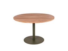 Afbeelding in Gallery-weergave laden, MaximaVida ronde metalen tafelpoot Portland olijfgroen- extra zware 34 kg uitvoering