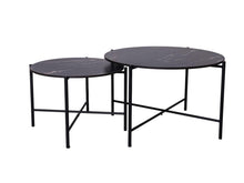Lade das Bild in den Galerie-Viewer, MaximaVida set runde Tischplatten Firenze 58 und 45 cm - schwarze HPL Marmor optik
