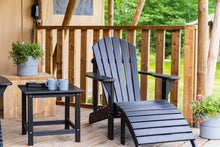 Load image into Gallery viewer, MaximaVida plastic Adirondack garden chair with footrest Montreal black – luxurious design