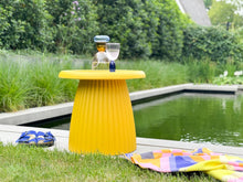 Load image into Gallery viewer, MaximaVida plastic side table Mila round 50 cm ochre yellow