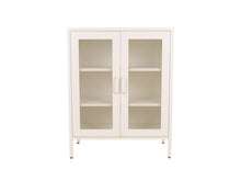 Load image into Gallery viewer, MaximaVida metal locker showcase cabinet Finn 102 x 80 x 40 cm ivory – 2 shelves