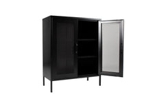 Lade das Bild in den Galerie-Viewer, MaximaVida Metallspind Vitrine Finn schwarz 80 x 40 x 102 cm - 2 Regale