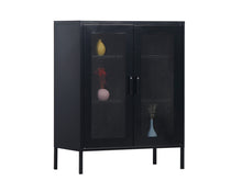 Lade das Bild in den Galerie-Viewer, MaximaVida Metallspind Vitrine Finn schwarz 80 x 40 x 102 cm - 2 Regale