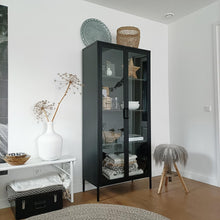 Load image into Gallery viewer, MaximaVida metal locker display cabinet Finn 80 x 35 x 180 cm black - real glass