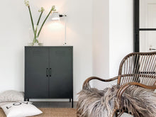 Load image into Gallery viewer, MaximaVida metal locker cabinet Finn black 80 x 40 x 102 cm - 2 shelves