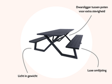 Load image into Gallery viewer, MaximaVida luxurious aluminium picnic table Dex 200 cm black with exclusive frame