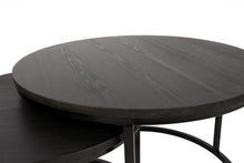 Lade das Bild in den Galerie-Viewer, MaximaVida runde Couchtisch-Set Chicago schwarz 58 und 45 cm - Kiefernholz Furnier