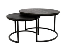 Lade das Bild in den Galerie-Viewer, MaximaVida runde Couchtisch-Set Chicago schwarz 58 und 45 cm - Kiefernholz Furnier