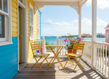 Load image into Gallery viewer, MaximaVida foldable round bistro set Max ochre yellow 70 cm - heavy duty version