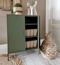 Load image into Gallery viewer, MaximaVida metal locker cabinet Finn 80 x 40 x 102 cm olive green - 2 shelves