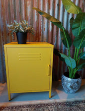 Load image into Gallery viewer, MaximaVida metal little locker cabinet with castors 52 x 40 x 67 cm ochre yellow