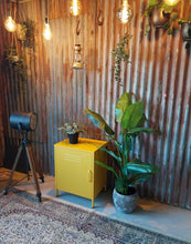 Load image into Gallery viewer, MaximaVida metal little locker cabinet with castors 52 x 40 x 67 cm ochre yellow