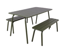 Afbeelding in Gallery-weergave laden, MaximaVida metalen picknickset Max 150 cm olijfgroen – 3-delig