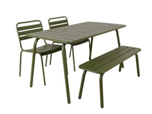 Afbeelding in Gallery-weergave laden, MaximaVida metalen tuinset Max 150 cm olijfgroen - 4-delig bank zonder rugleuning