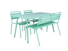 Afbeelding in Gallery-weergave laden, MaximaVida metalen tuinset Max cactus 150 cm – 1 tafel met 2 stoelen en 1 bank