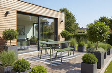 Afbeelding in Gallery-weergave laden, MaximaVida metalen tuinset Max 150 cm olijfgroen - 4-delig bank zonder rugleuning