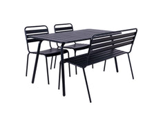 Lade das Bild in den Galerie-Viewer, MaximaVida Gartenset Max, hergestellt aus Metall, Farbe schwarz 150 cm, 1 Tisch, 2 Stühle, 1 Bank