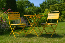 Load image into Gallery viewer, MaximaVida foldable metal garden chair Max olive ochre yellow - 2 pieces