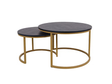 Afbeelding in Gallery-weergave laden, MaximaVida ronde salontafel set Chicago XL 75 cm champagne goud - pinewood fineer