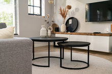 Lade das Bild in den Galerie-Viewer, MaximaVida runde Couchtisch-Set Chicago schwarz 58 und 45 cm - Kiefernholz Furnier