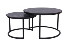 Afbeelding in Gallery-weergave laden, MaximaVida ronde salontafel set Firenze XL 75 en 58 cm - zwart HPL marmer look