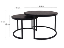 Lade das Bild in den Galerie-Viewer, MaximaVida runde Couchtisch-Set Chicago schwarz 58 und 45 cm - Kiefernholz Furnier