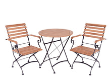Load image into Gallery viewer, MaximaVida foldable round acacia bistro set Toscana 70 cm black - chairs with armrests