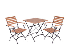 Load image into Gallery viewer, MaximaVida foldable square acacia bistro set Toscana 70 cm black - chairs with armrests