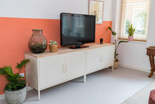 Lade das Bild in den Galerie-Viewer, MaximaVida Metallspind Fernsehschrank Finn elfenbein 100 x 40 x 64 cm - 1 Regal